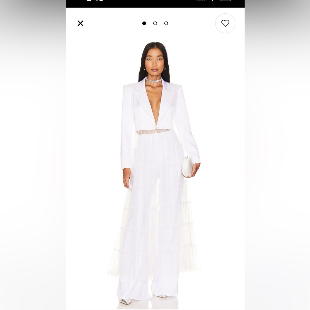 Alice + Olivia bolero white crop blazer